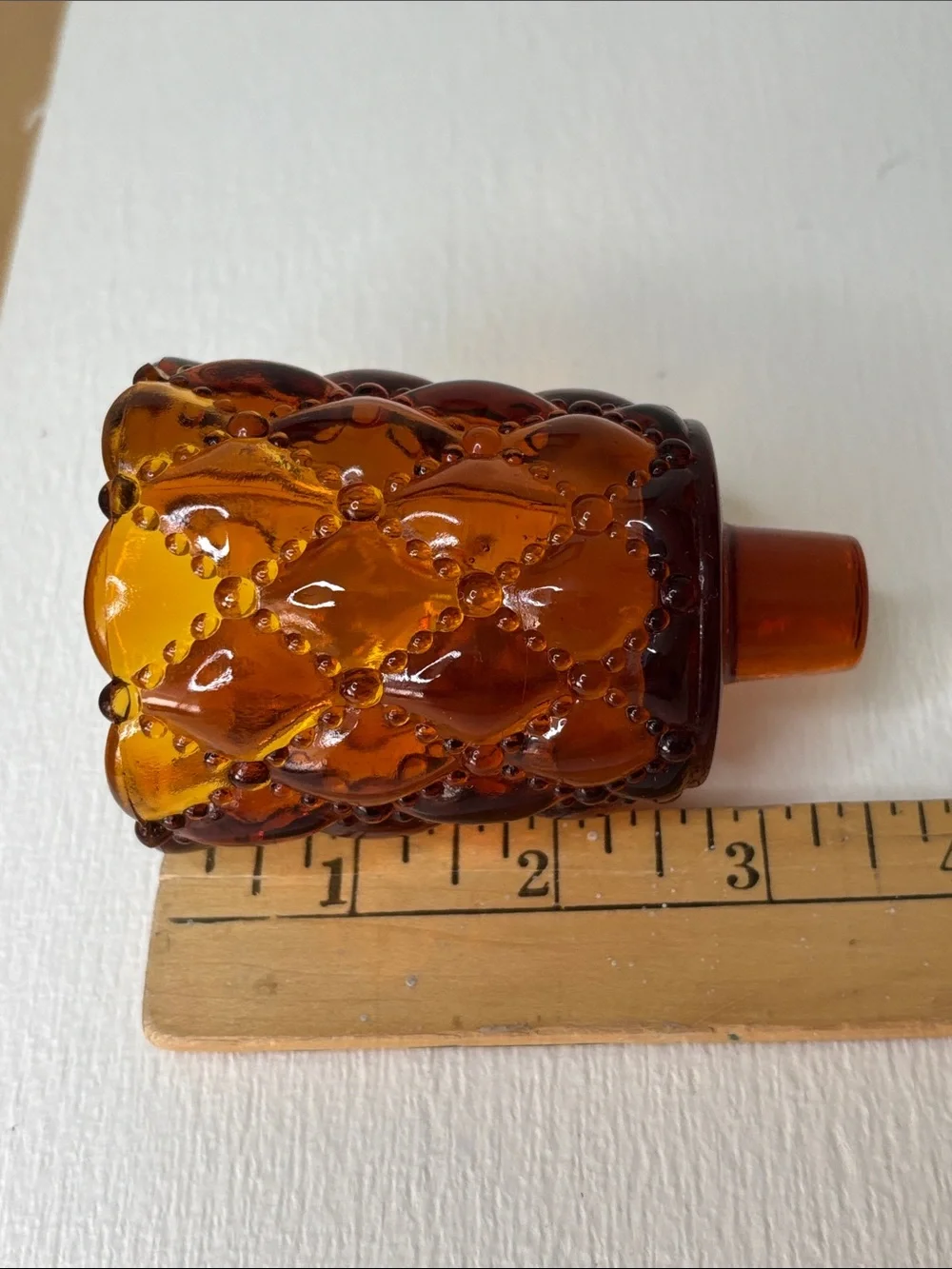 Vintage Amber Glass Votive Candle Cups Quilted Pattern Set of 2